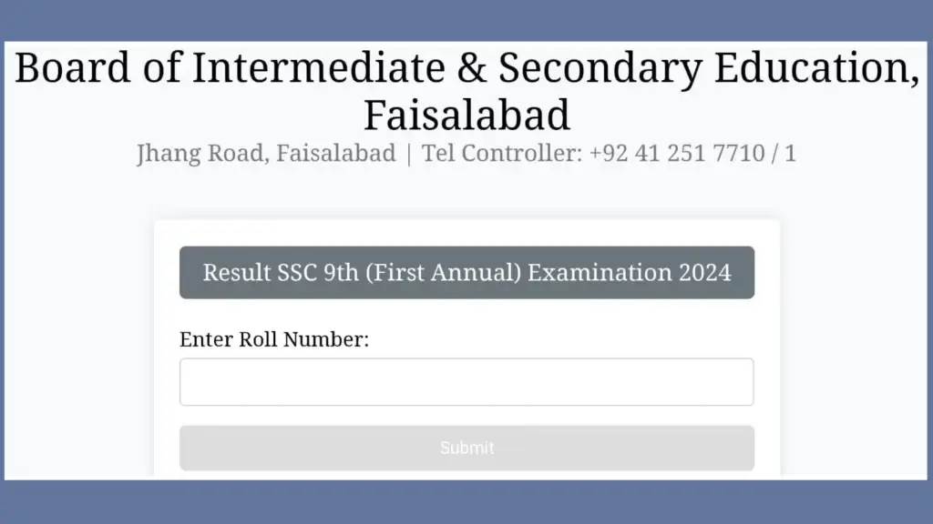 BISE Faisalabad 9th Class Result 2024